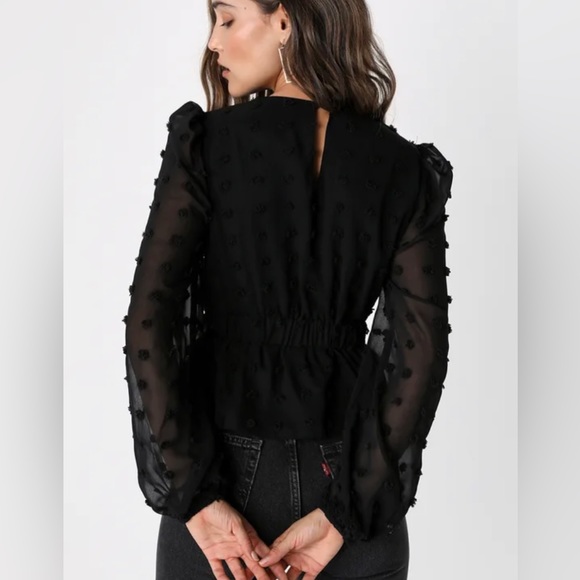 Easy Adoration Black Clip Dot Long Sleeve Top - Picture 3 of 8